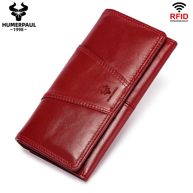Women's Leather Retro Mobile Clutch First Layer Ladies Wallets
