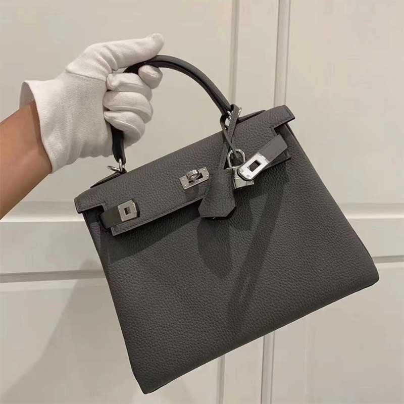 Women's Wide Strap Kelly Calfskin Portable Leather Crossbody Bags