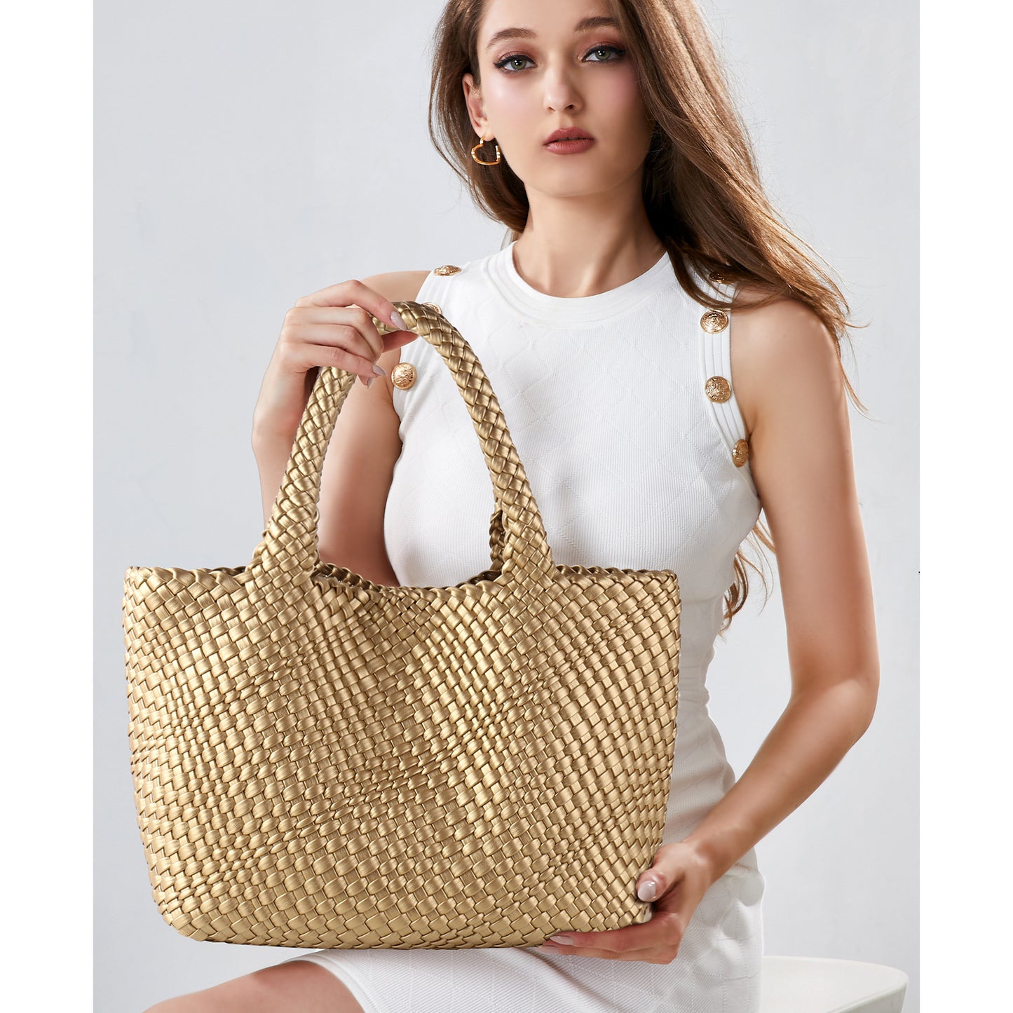 Women's Woven Letter Oversized Large Portable Simple Bags