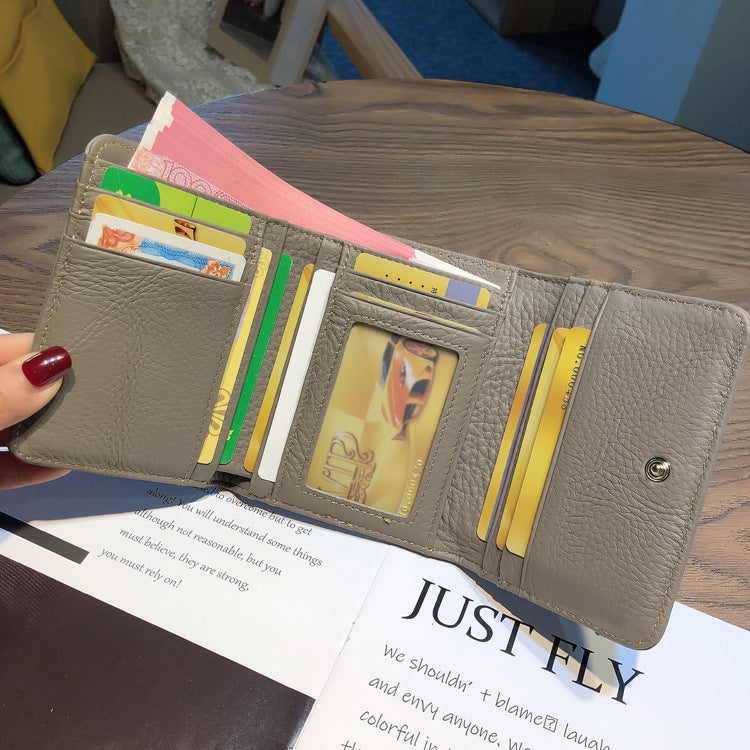 Women's Leather Short Thin Driving License Ladies Wallets