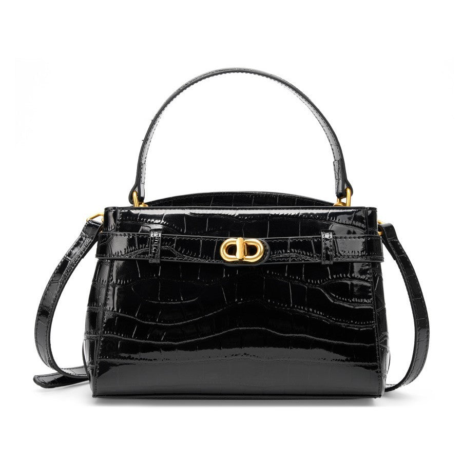 Women's Genuine Leather Portable Kelly Crocodile Texture Crossbody Bags