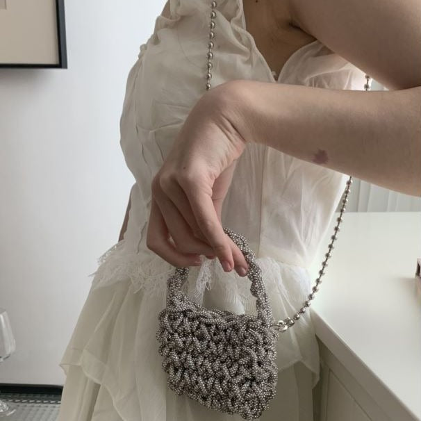 Dong Gate Rhinestone Design Hand-woven Portable Crossbody Bags