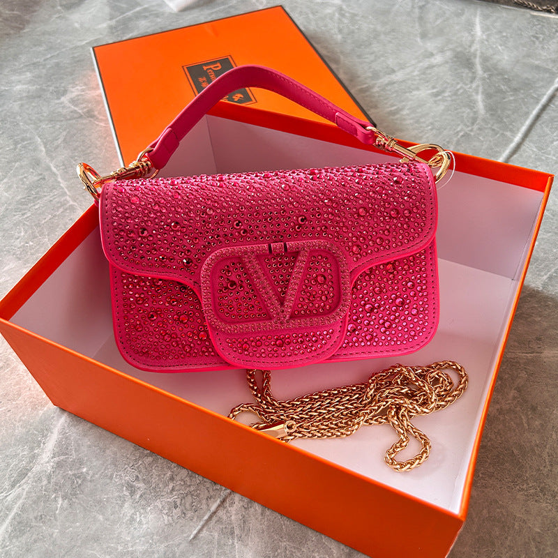 Bright Crystal Sliding Chain Fashion Flip Crossbody Bags