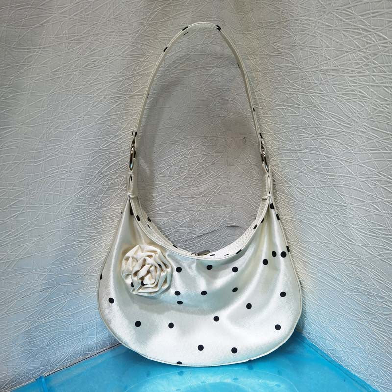 Women's Design Vintage Satin Selenodont Rose Flower Armpit Bags