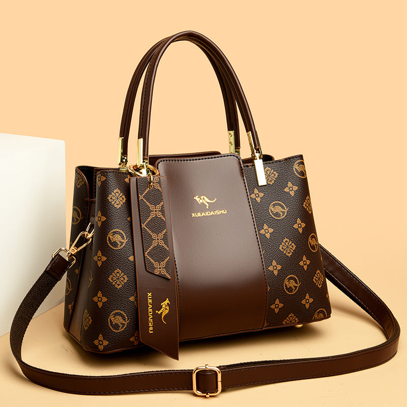 Women's Snow Love Kangaroo Winter Soft Leather Stitching Handbags