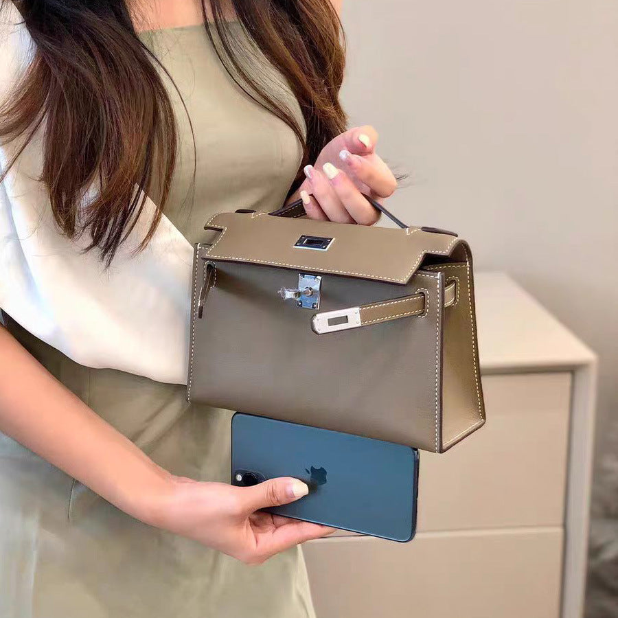 Women's Handmade Half Wax Line Kelly Generation Genuine Leather Handbags