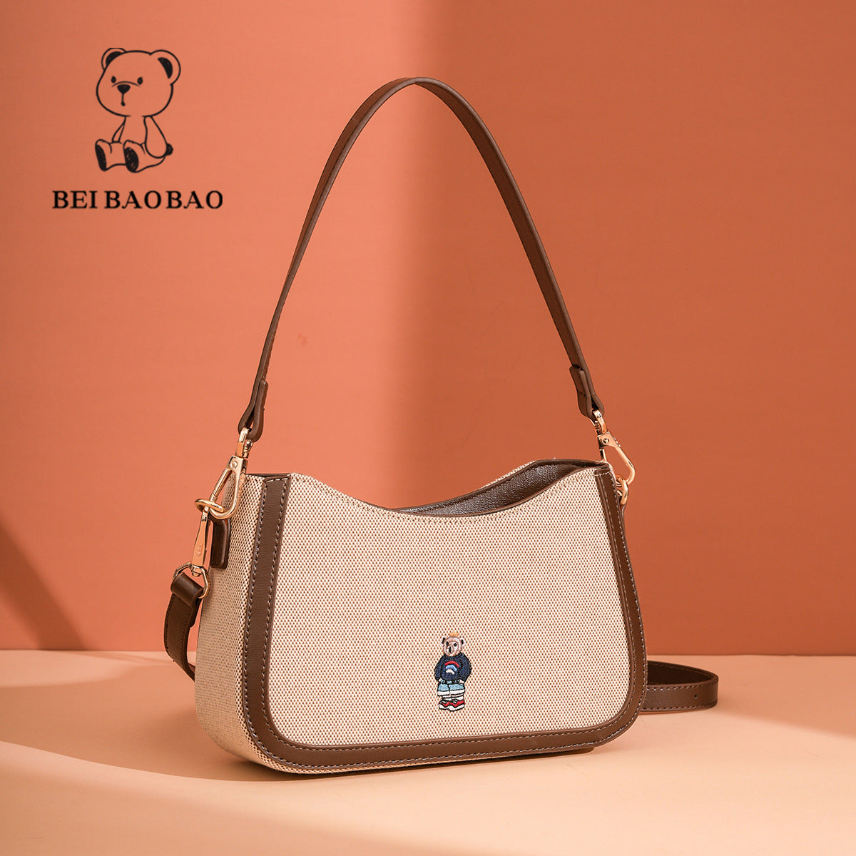 Women's Source Fashion Bear Single Underarm Canvas Crossbody Bags