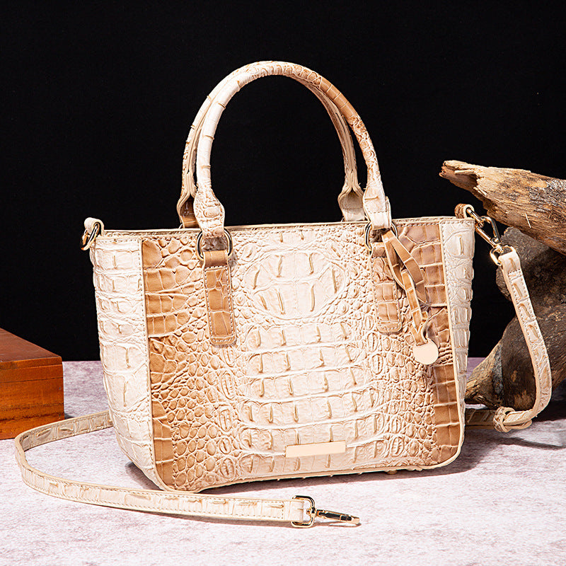 Women's Portable Underarm Vintage Brahmin Crocodile Pattern Handbags