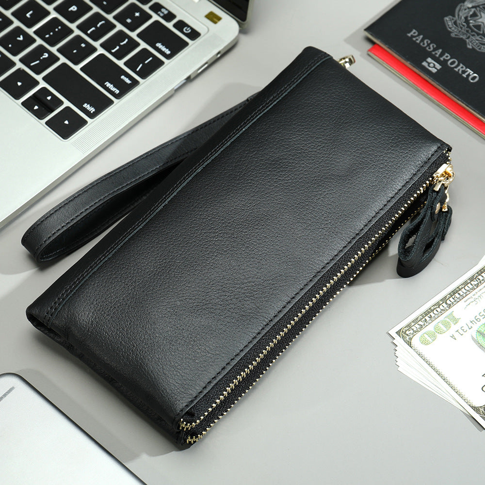 Men's Real Leather Long Portable Versatile Clutch Purses
