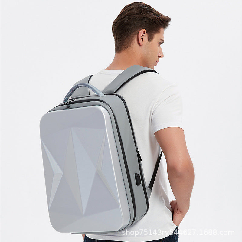 Men's Korean Hard-shell Computer Laser Rhombus Backpacks