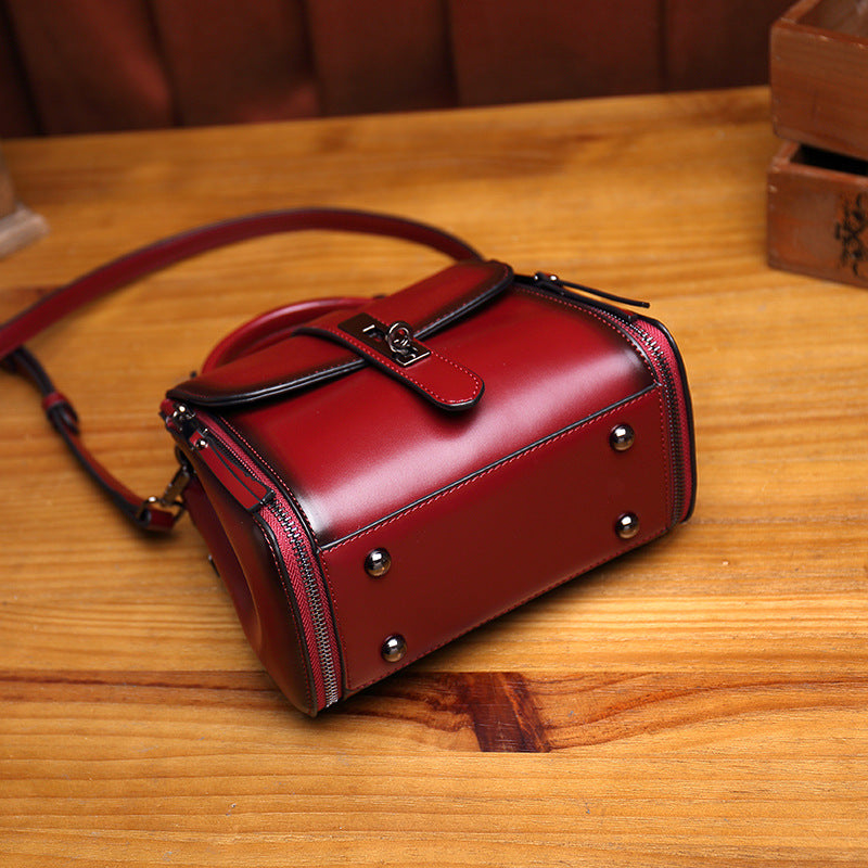 High Retro Textured Oil Wax Leather Bags
