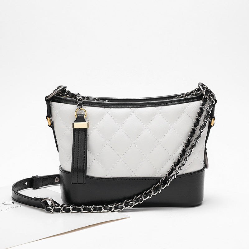 Women's Style Genuine Leather For Hobo Rhombus Chain Crossbody Bags