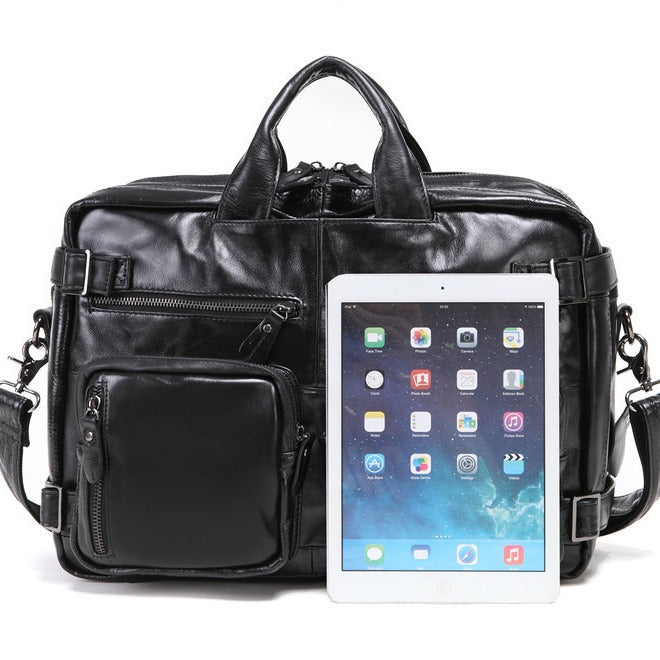 Men's Oily Leather Computer First Layer Official Bags