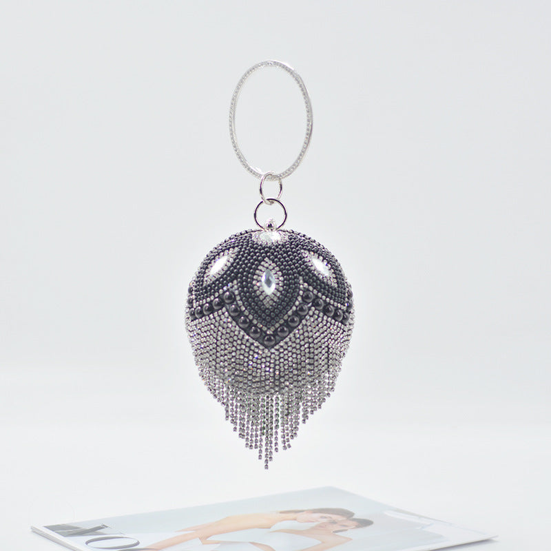 Women's Rhinestone Round Spherical Pearl Nightclub Disco Evening Bags