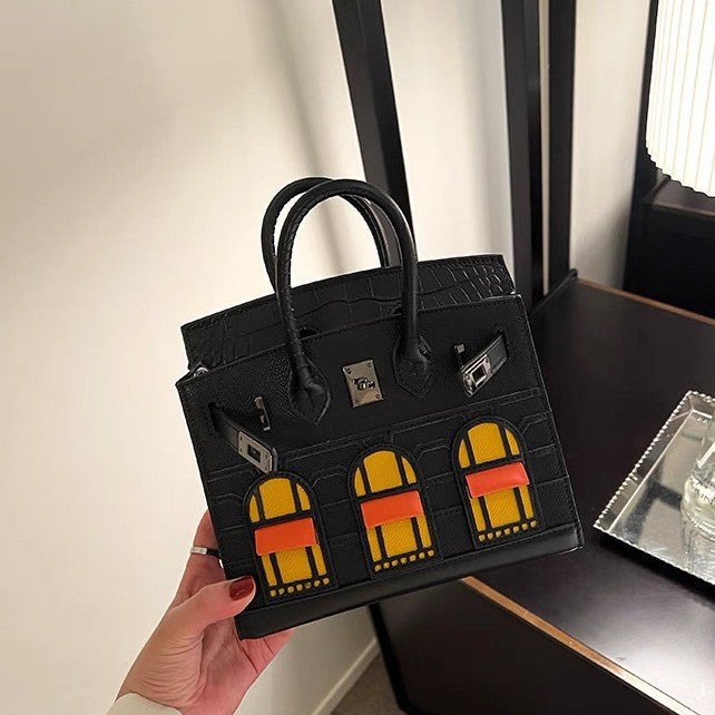 Leather High-grade Crocodile Pattern Stitching Palm Handbags