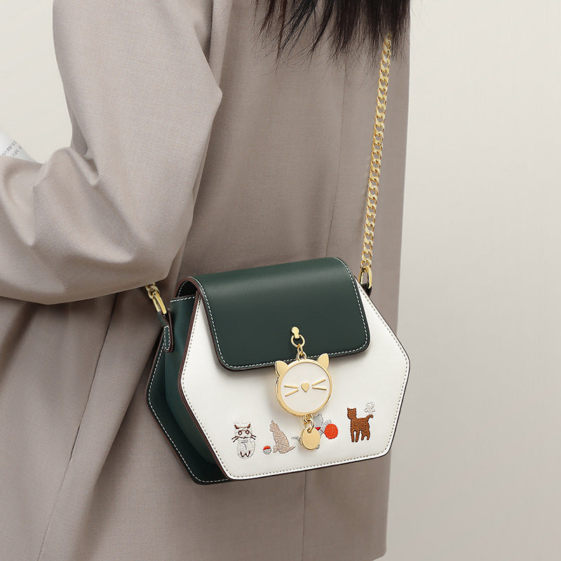 Women's Female Advanced Texture Genuine Leather Niche Crossbody Bags