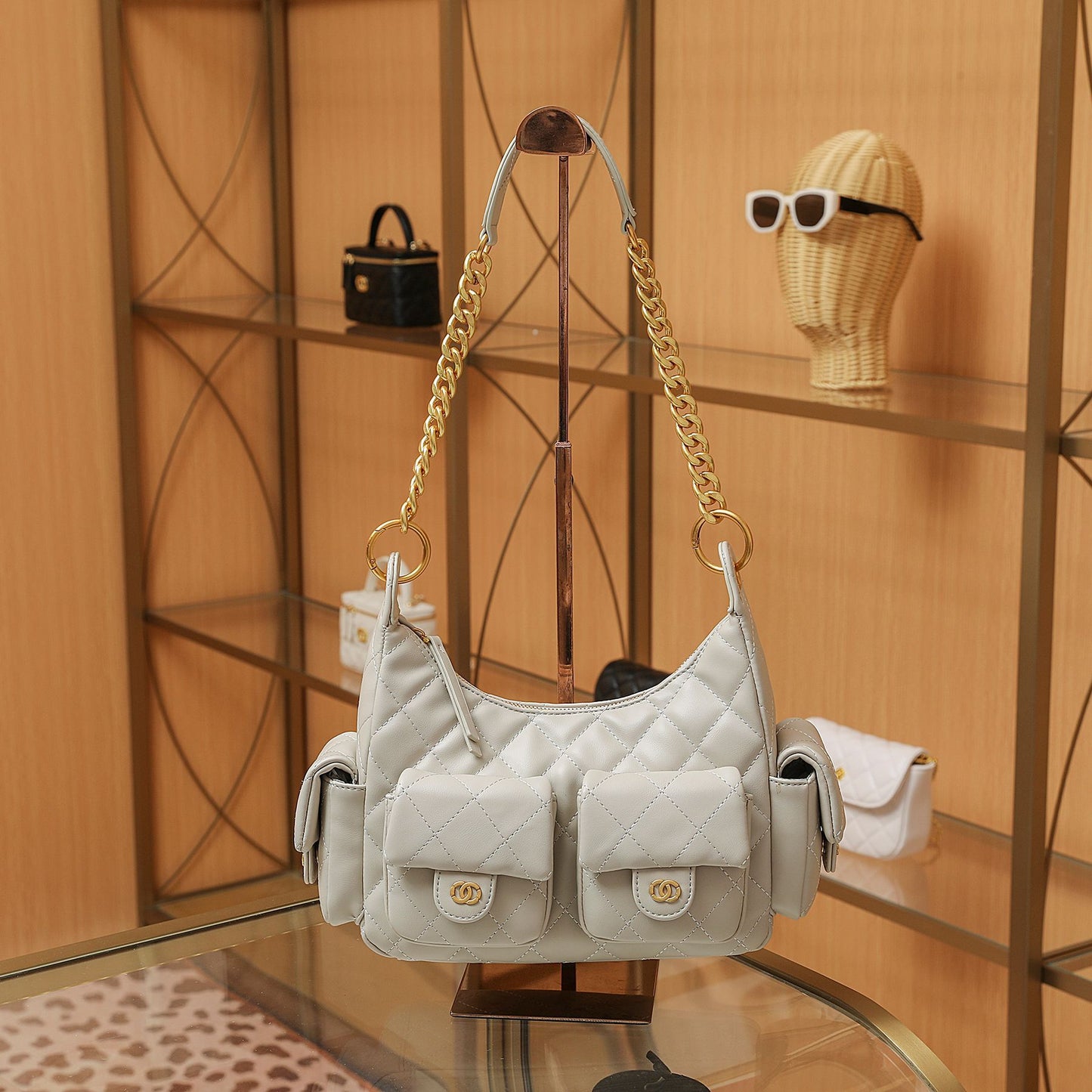 Women's Chain Underarm Genuine Leather Fashion Bags