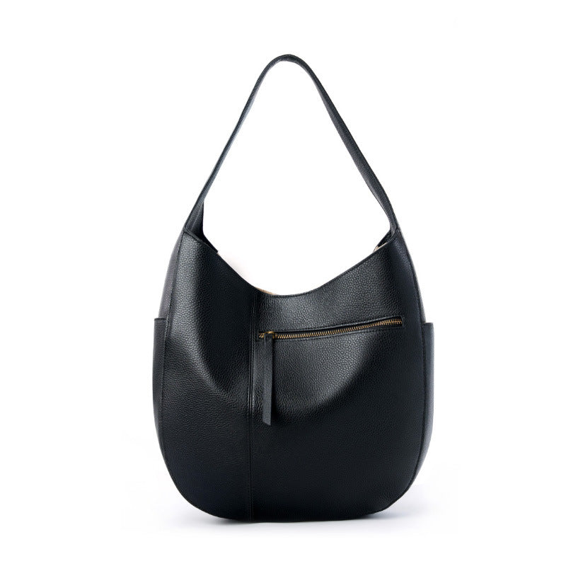 Women's Layer Cowhide Advanced Simple Large Capacity Genuine Leather Shoulder Bags