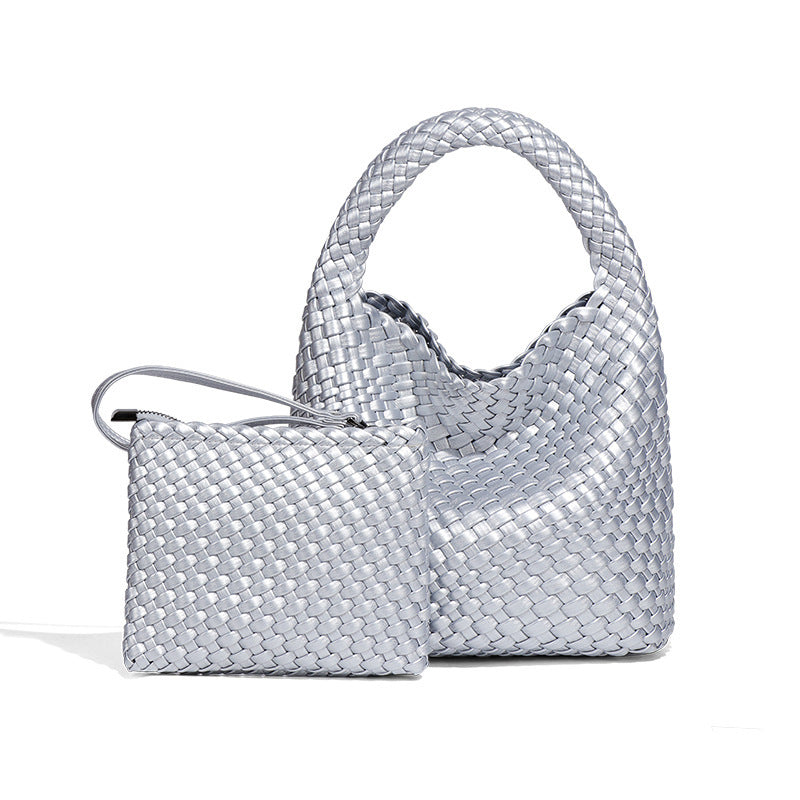 Women's Korean Style Fashionable Woven Pure Color Handbags