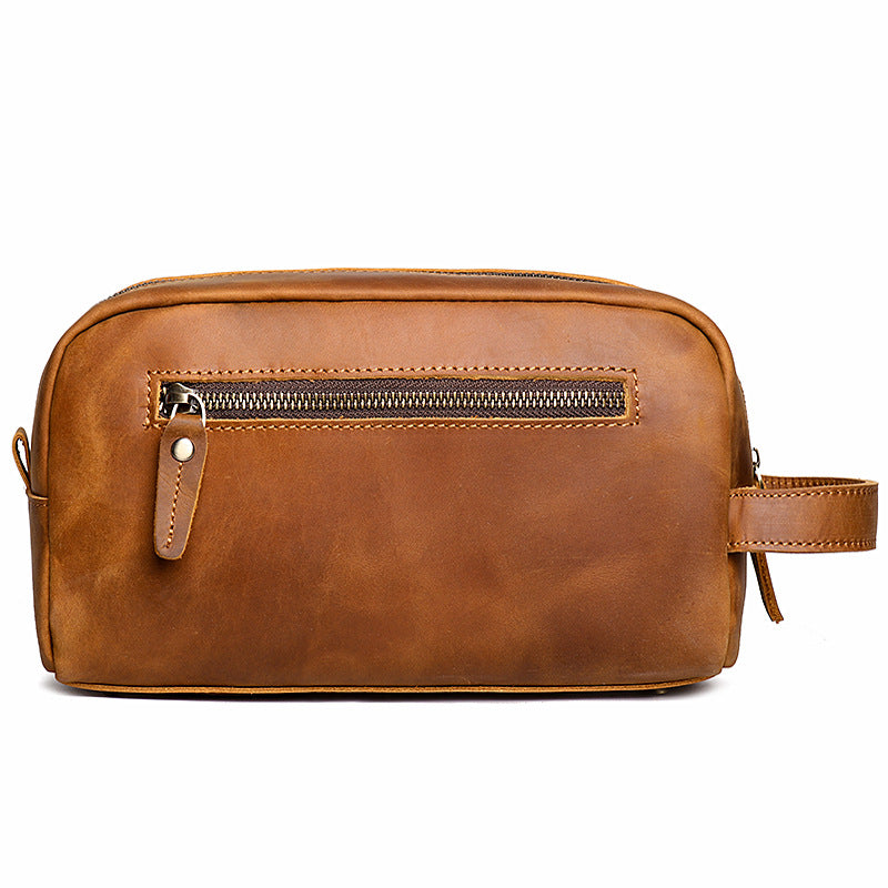 Men's Crazy Horse Leather Toiletry Business Trip Men's Handbags