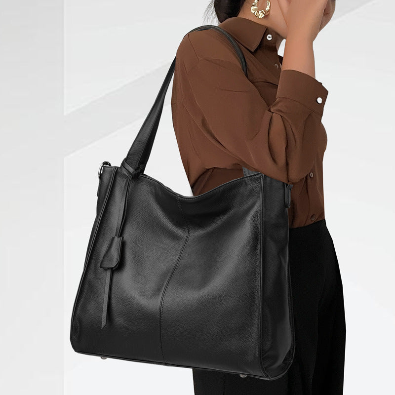 Women's Genuine Leather Large Capacity Commuter Wide Shoulder Bags