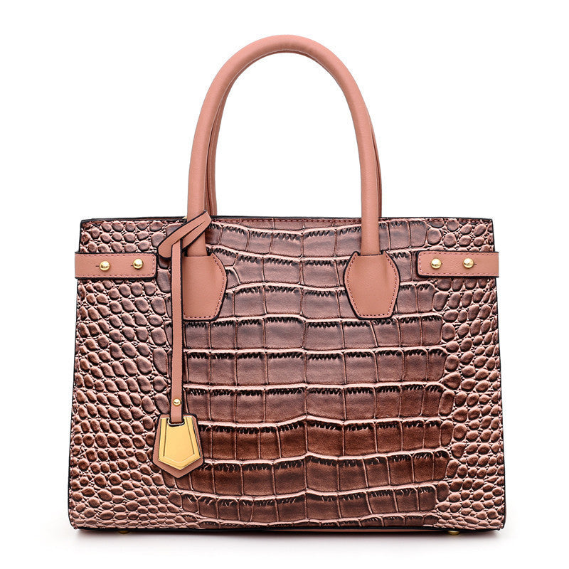 Women's Fan Crocodile Pattern Fashion Embossed Versatile Shoulder Bags