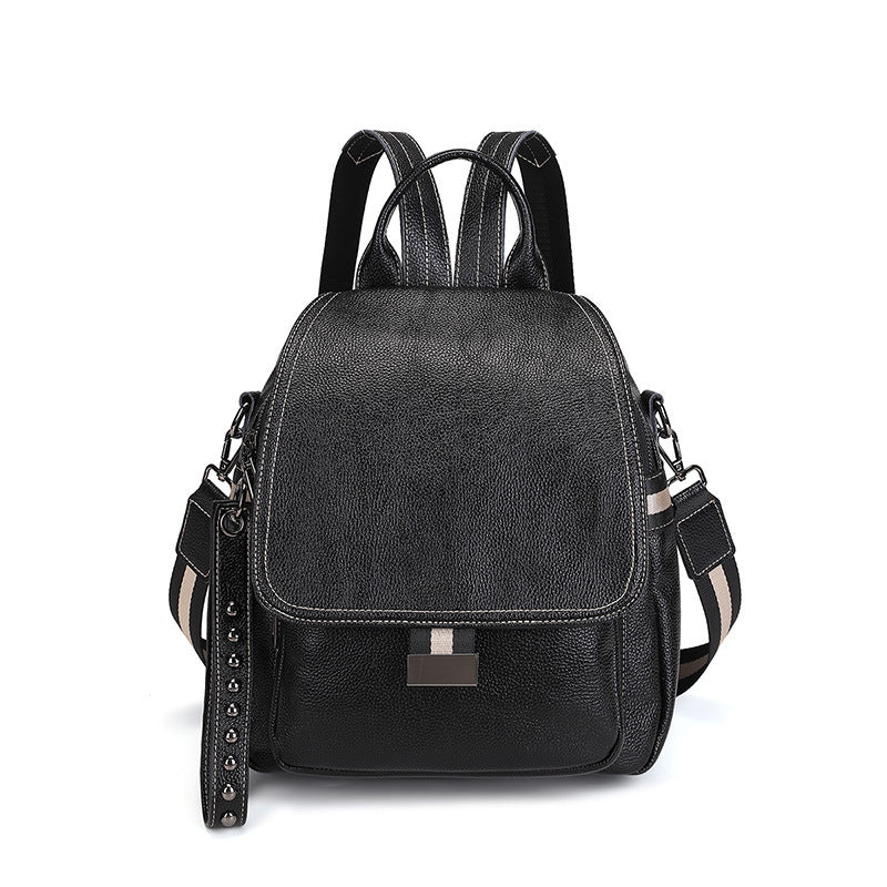 Women's Korean Cowhide Flip Soft Leather Backpacks