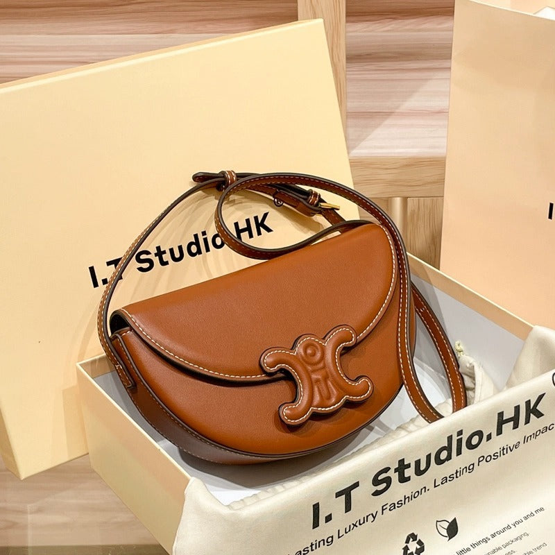 Women's Genuine Leather Saddle Fashion Same Store Shoulder Bags