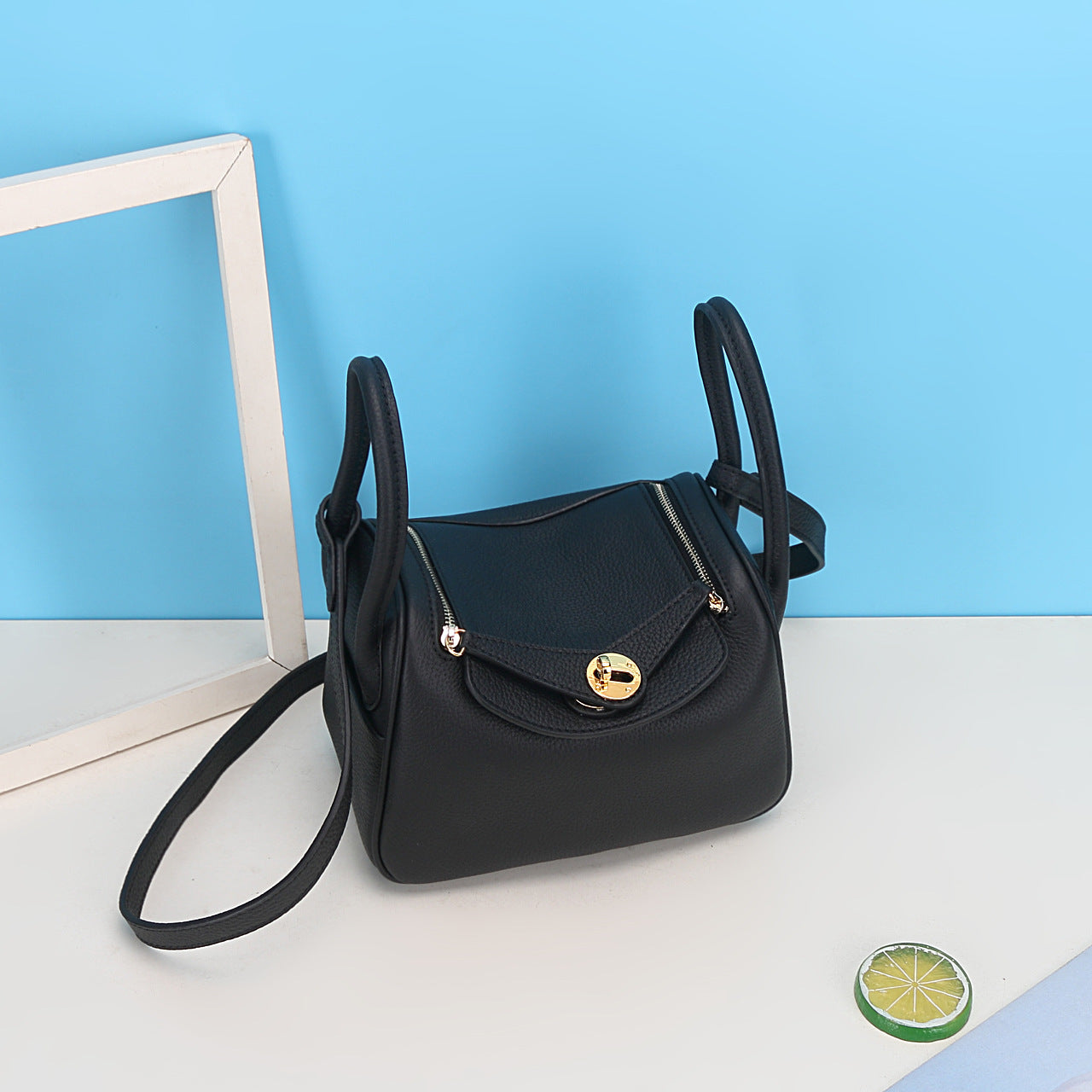 Women's Top Layer Cowhide Golden Pillow Genuine Shoulder Bags
