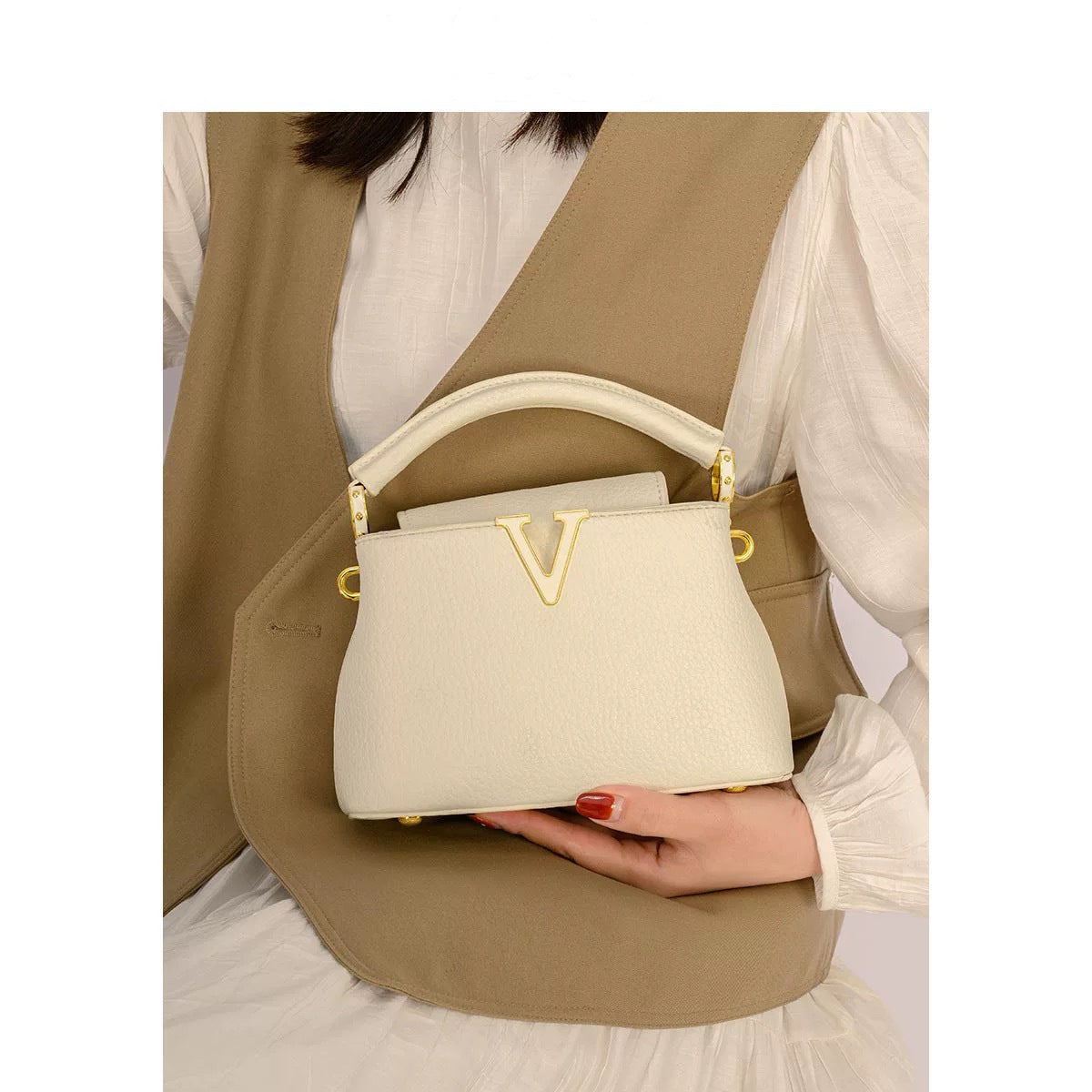 Women's High-grade Lychee Pattern Leather Summer Fashionable Crossbody Bags