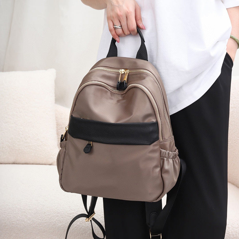 Women's Fashionable Oxford Cloth With Genuine Leather Commuter Backpacks