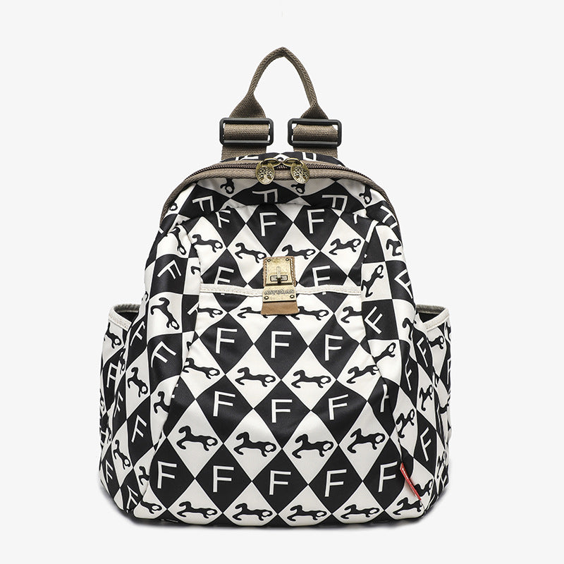 Black White Printed Ethnic Style Fashionable Large Backpacks