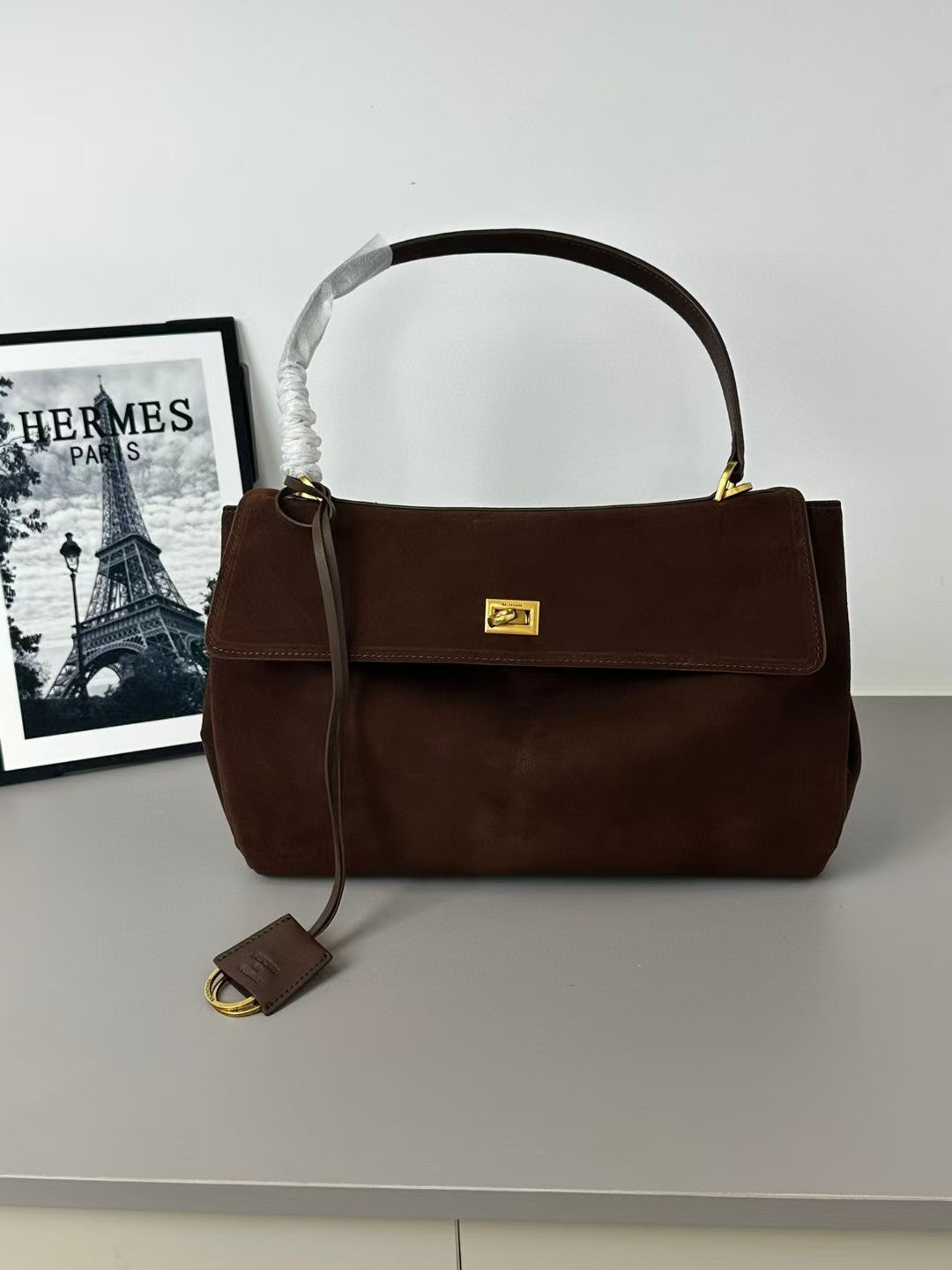 Cowhide Clutch Practical Capacity Large With Lock