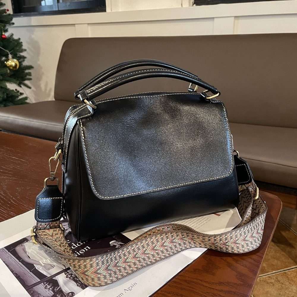 Women's Soft Leather Retro Boston Live Portable Crossbody Bags