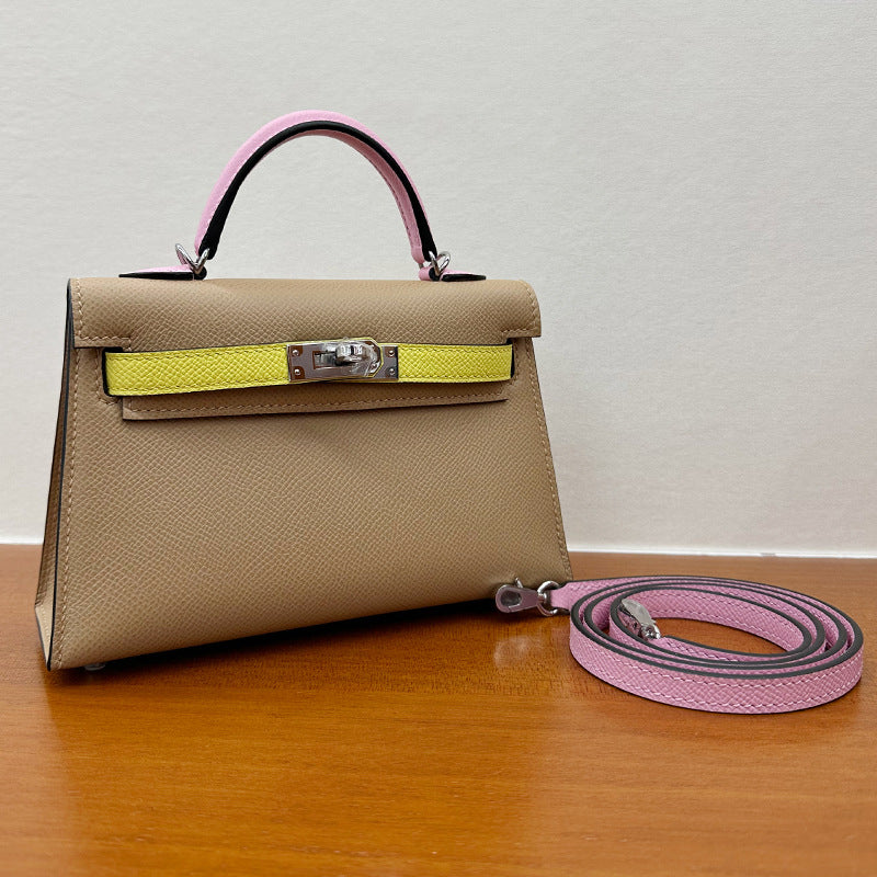 Women's Wax Line Cowhide Palm Print Mini Genuine Crossbody Bags