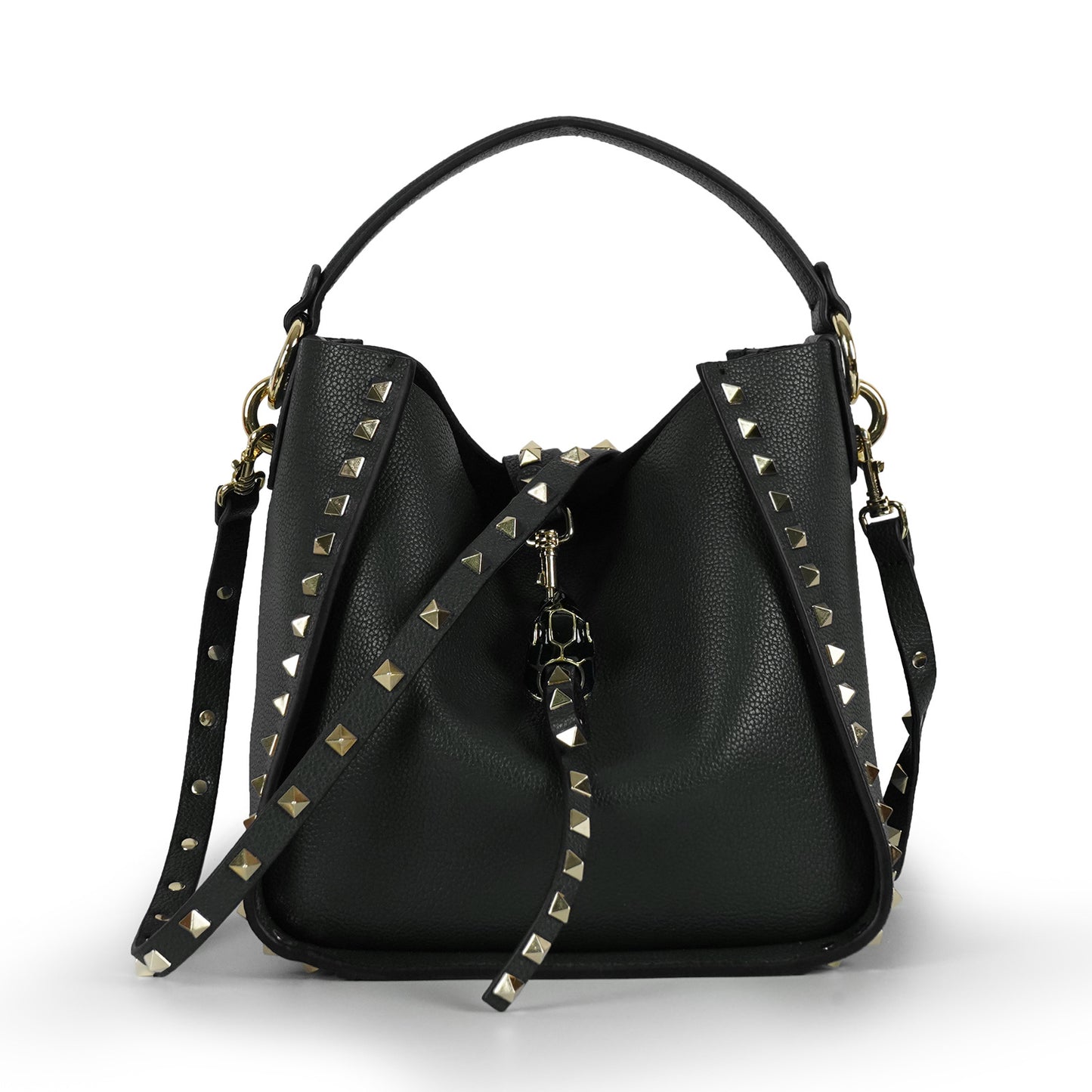 Women's Cow Leather Rivet Vintage Leopard Head Crossbody Bags