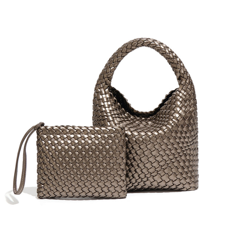 Women's Korean Style Fashionable Woven Pure Color Handbags