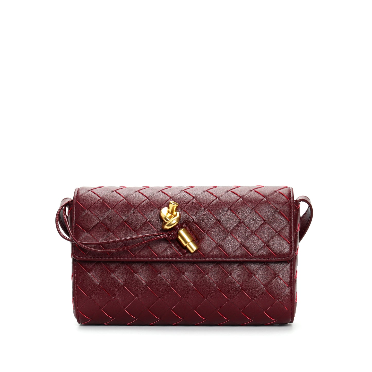 Woven Cowhide Golden Classic Style Rhombus Crossbody Bags