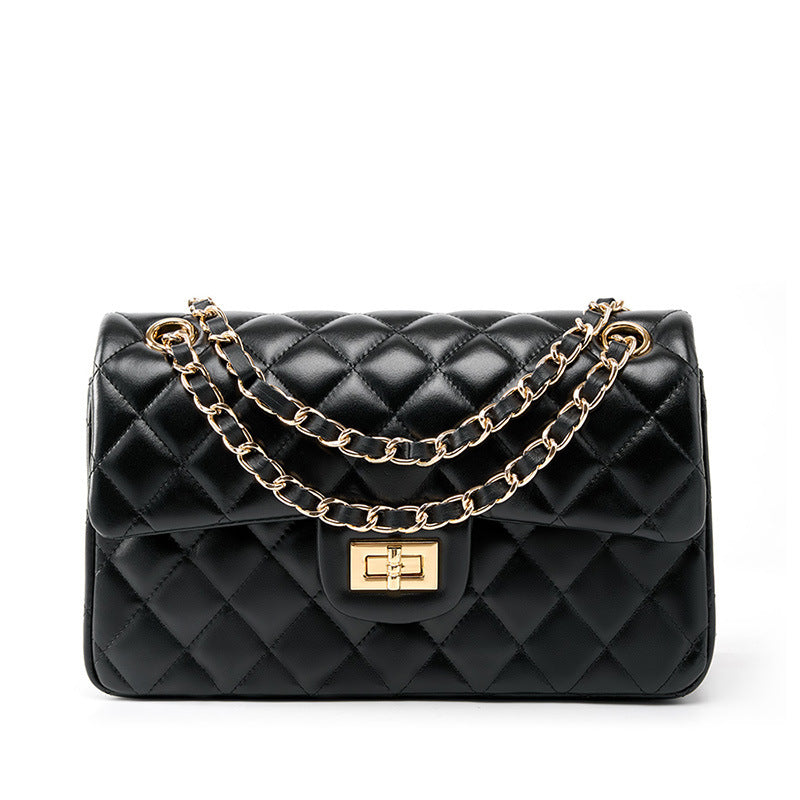 Rhombus Chain First Layer Cowhide Fashion Crossbody Bags