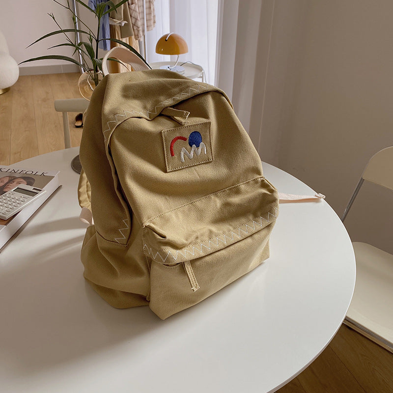 Women's Simple Versatile Canvas High Korean Style Backpacks