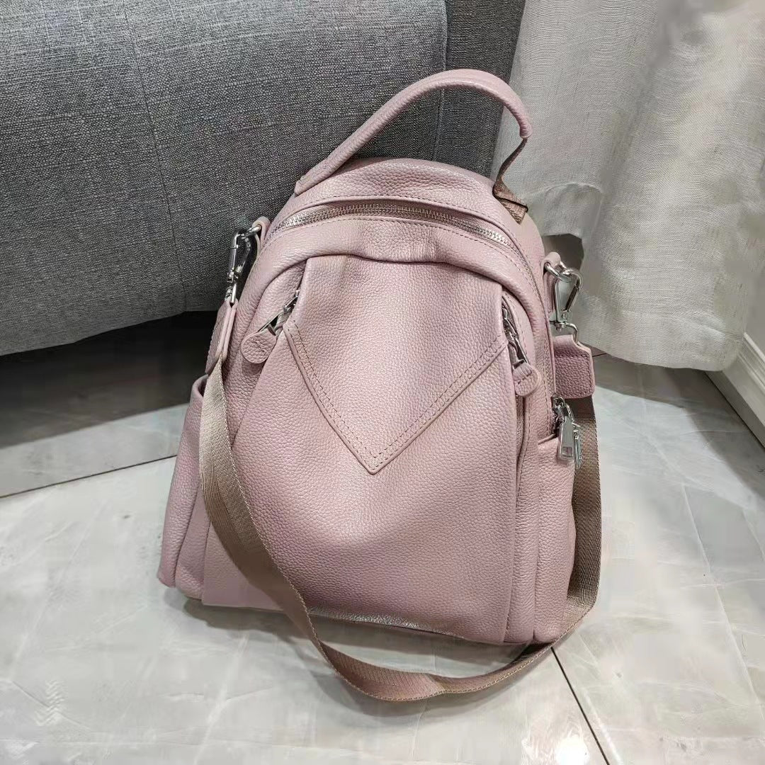 Capacity Versatile Leisure Commute Soft Leather Backpacks