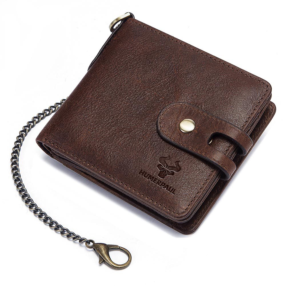 Men's Crazy Horse Zip Cowhide Genuine Leather Buckle