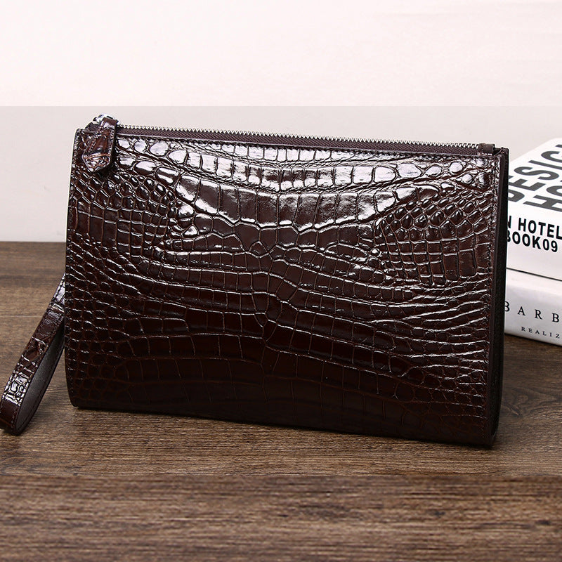 Men's Crocodile Leather Pattern Genuine Hand Grab Men's Handbags