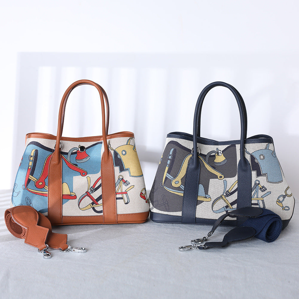 Women's Cowhide Home Classic Painted Genuine Leather Handbags