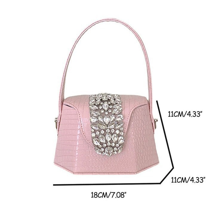 Women's Leather Diamond Shiny Dinner Designer Handbags