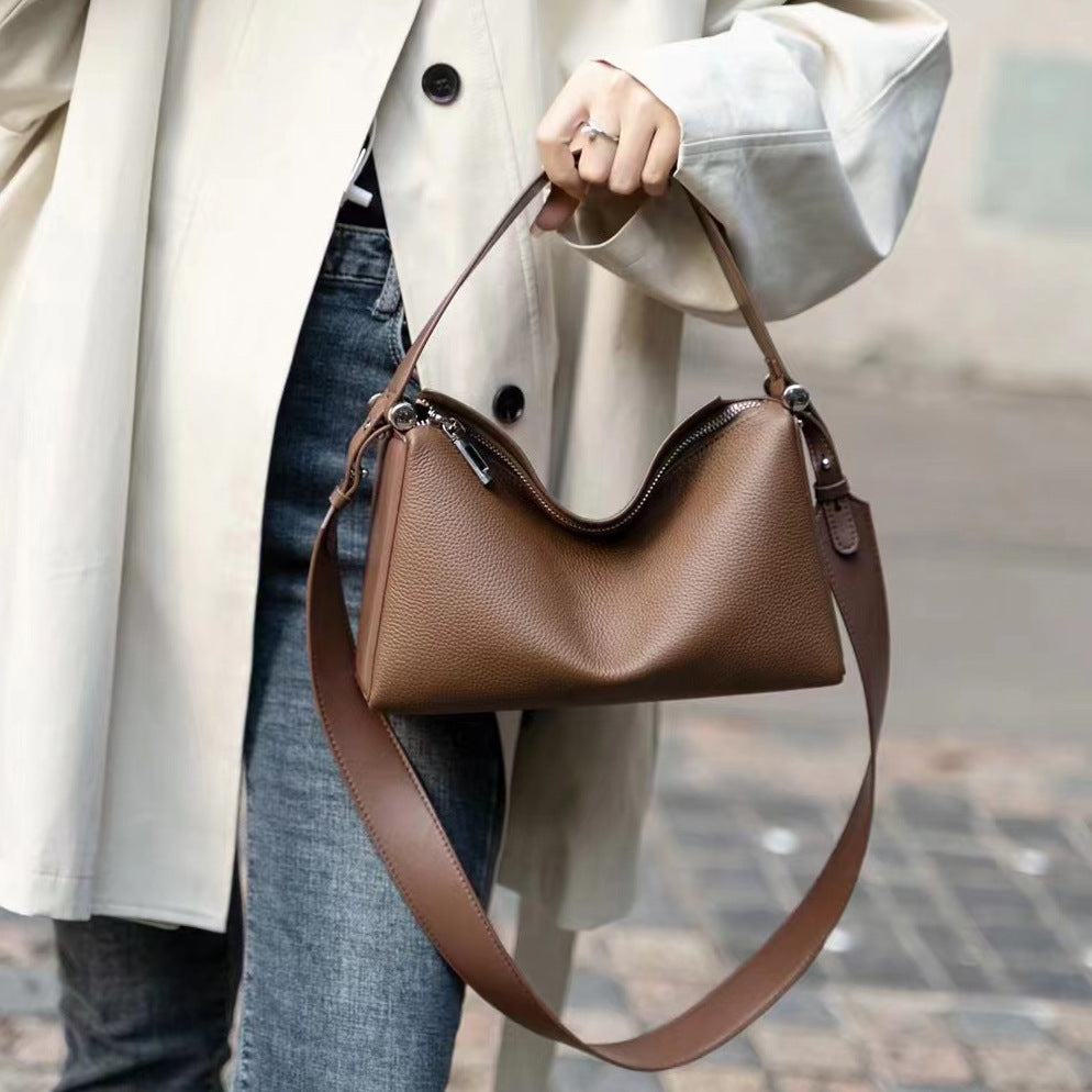 Women's First Layer Cowhide Underarm Genuine Leather Jade Crossbody Bags