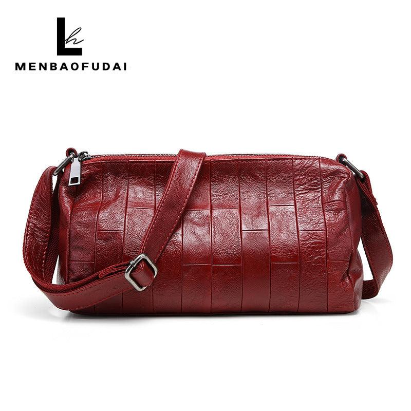 Women's Genuine Leather Double Layer Zipper Direct Crossbody Bags