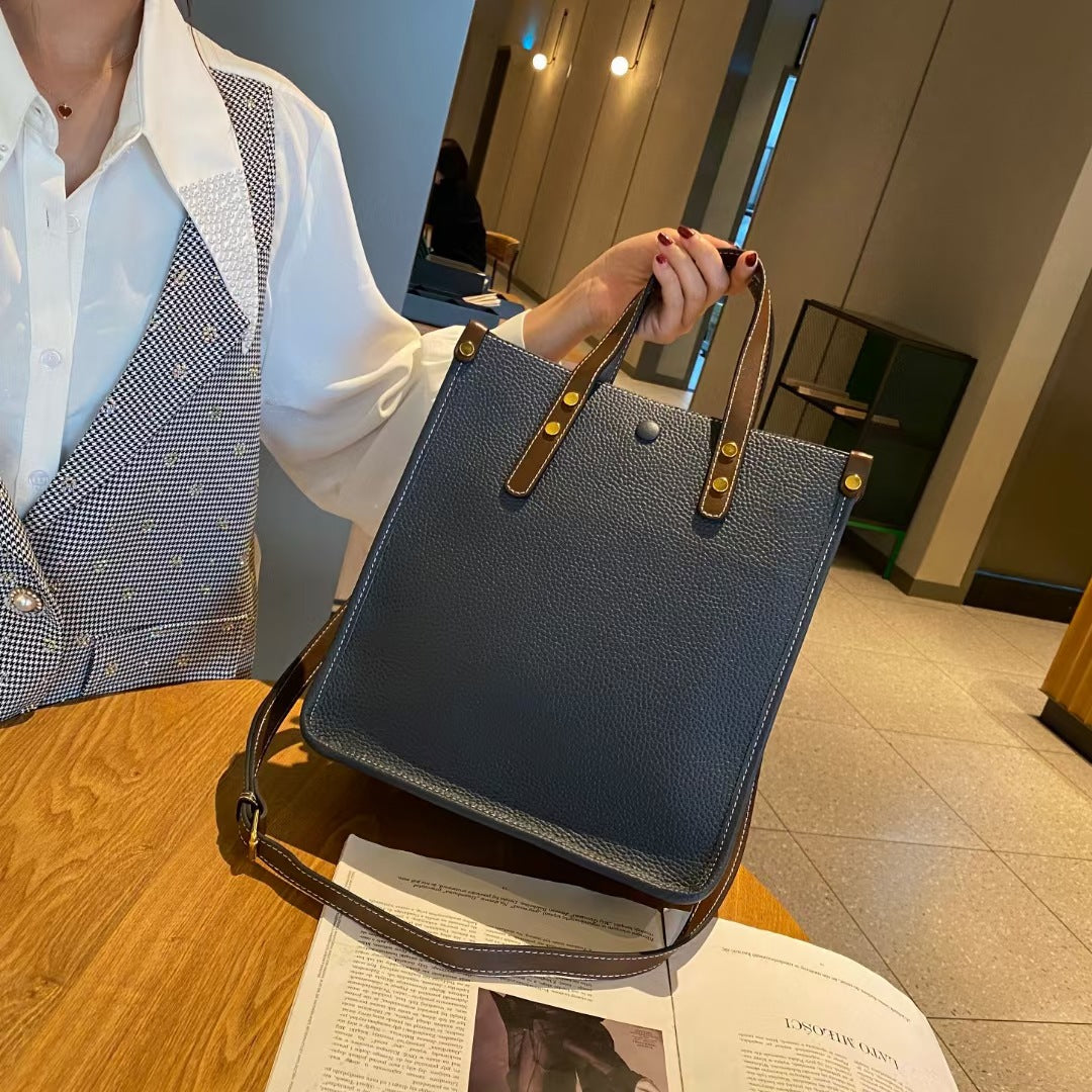 Women's Paper Genuine Leather Large Capacity Temperament Handbags