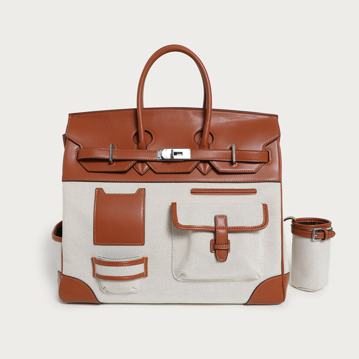 Women's Color Canvas Matching Portable Extra Large Handbags