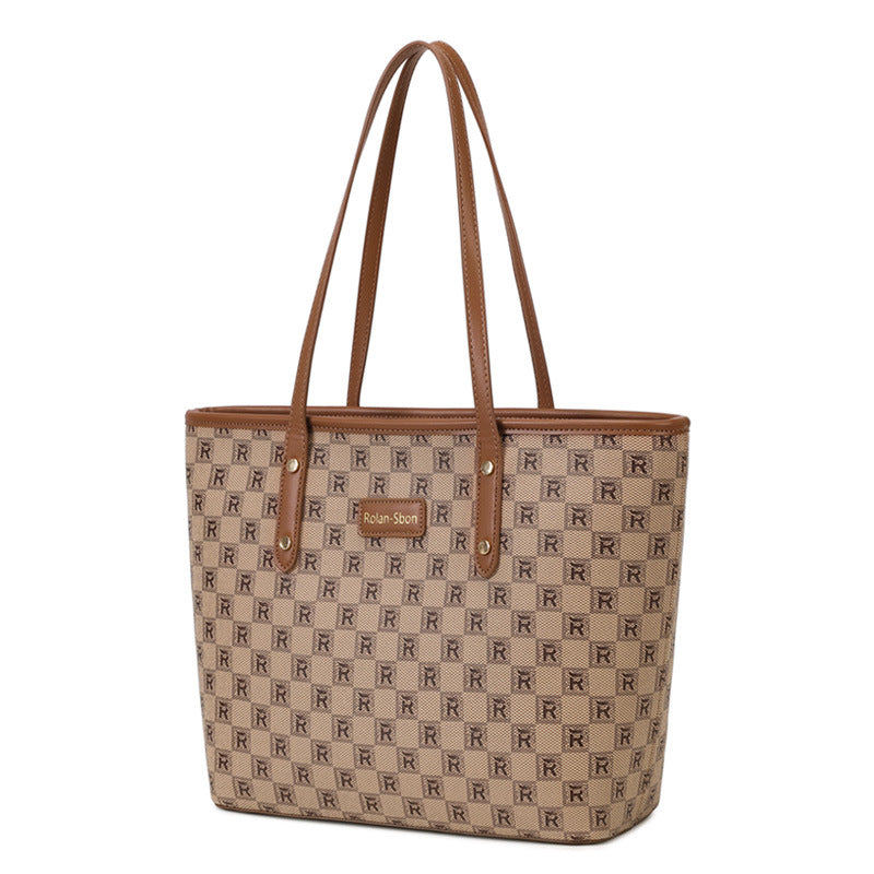 Women's Capacity Totes Printed Chessboard Plaid Mother Shoulder Bags